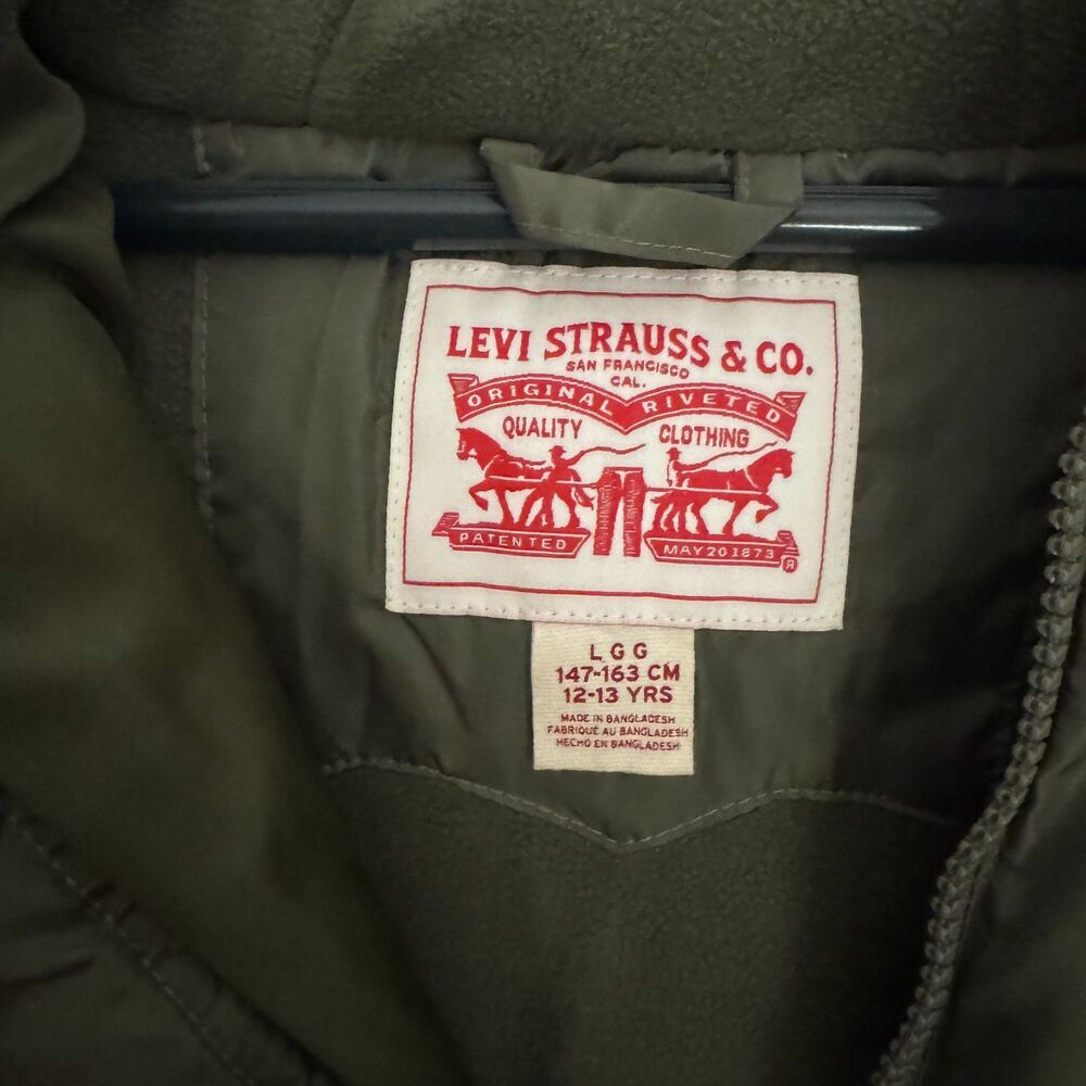 Boys Large 12-13 NWT Levi Strauss Co Heavyweight Puffer Jacket Hooded Green - Picture 5 of 5
